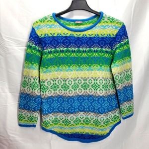 J Jill wool angora blend knit fair isle sweater MP